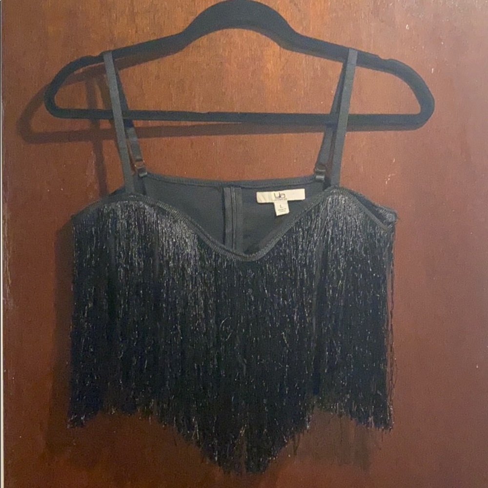 Black Crop Top / Bralette with Tassels